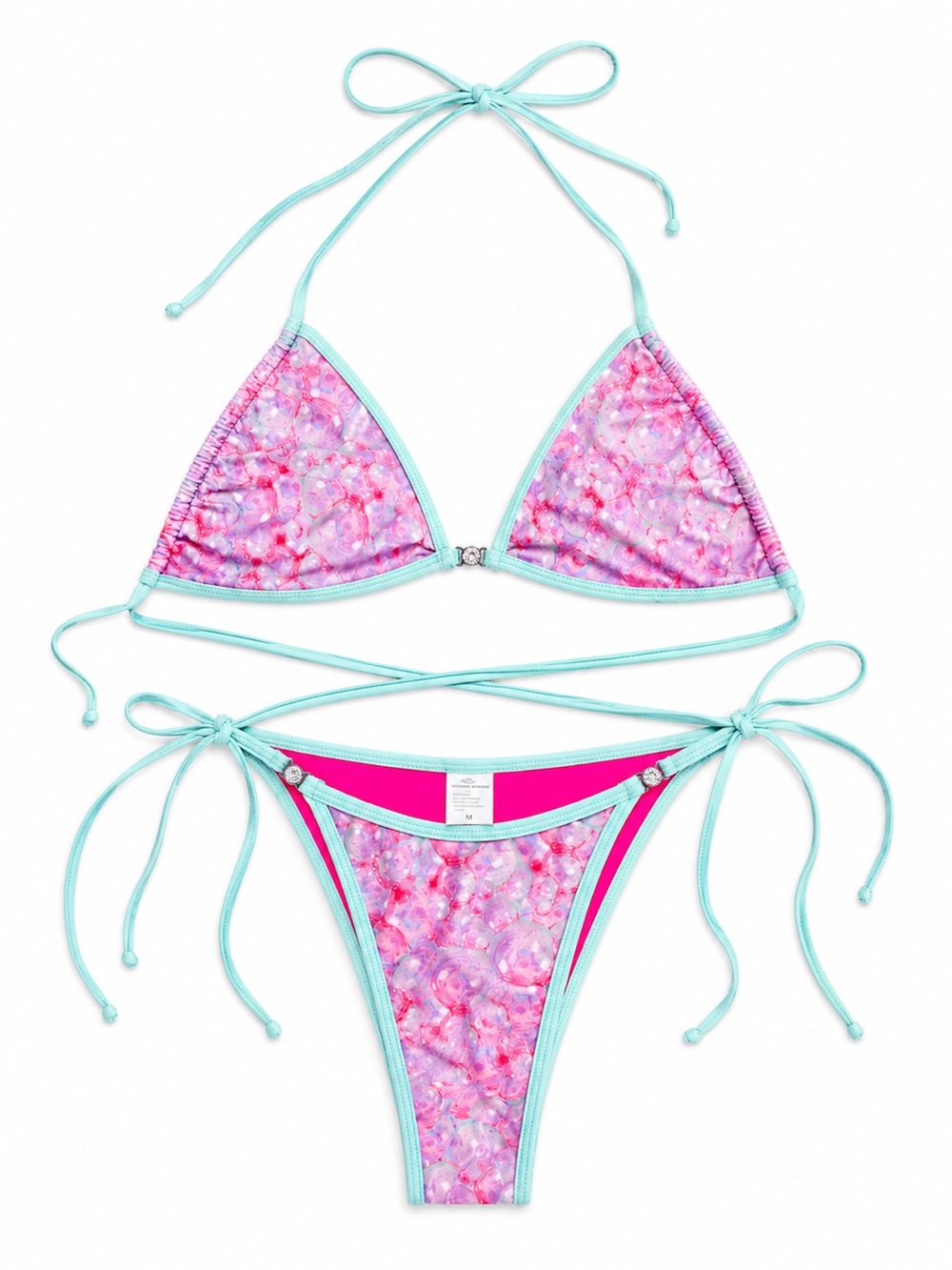 Strawberry Milk Mob Pink & Aqua Tie Bikini Set